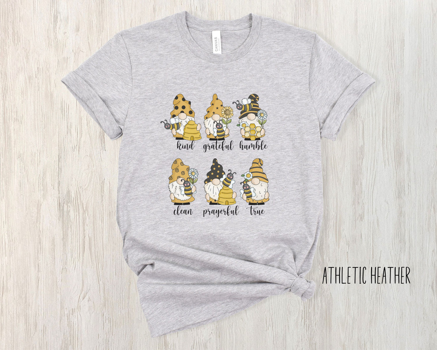 Be Kind, Grateful, Humble, Clean, Prayerful, and True Inspirational Gnome Bee Shirt
