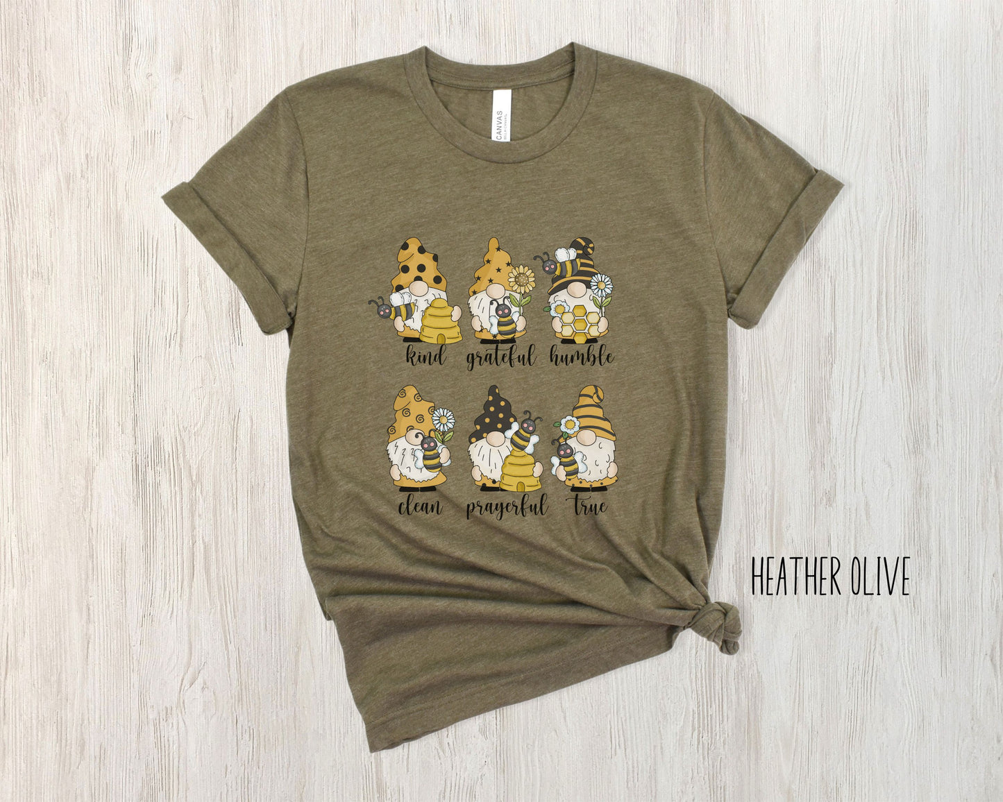 Be Kind, Grateful, Humble, Clean, Prayerful, and True Inspirational Gnome Bee Shirt
