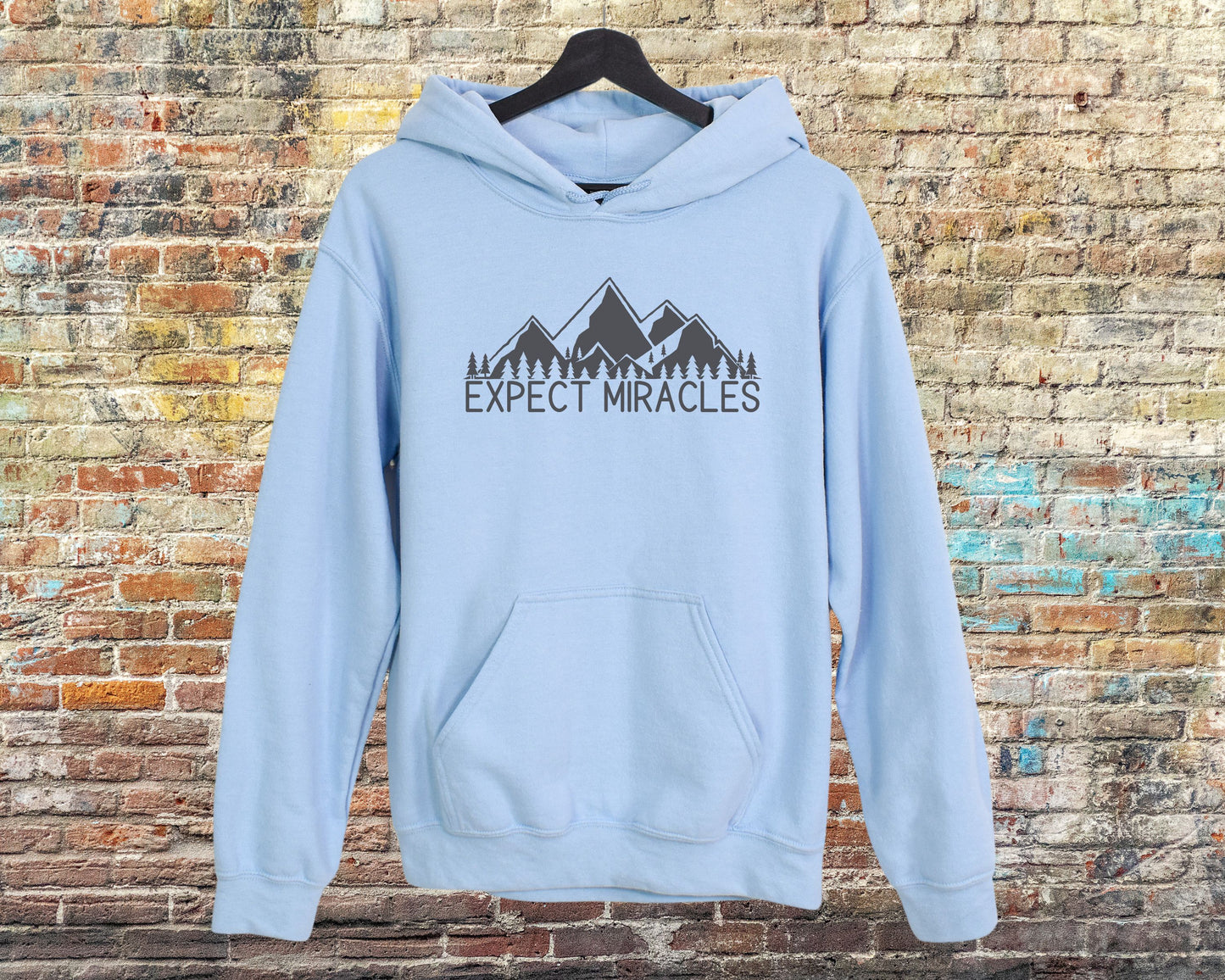Expect Miracles Mountain Graphic Inspirational Christian Hoodie