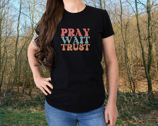 "Pray Wait Trust" Inspirational, Christian t-shirt
