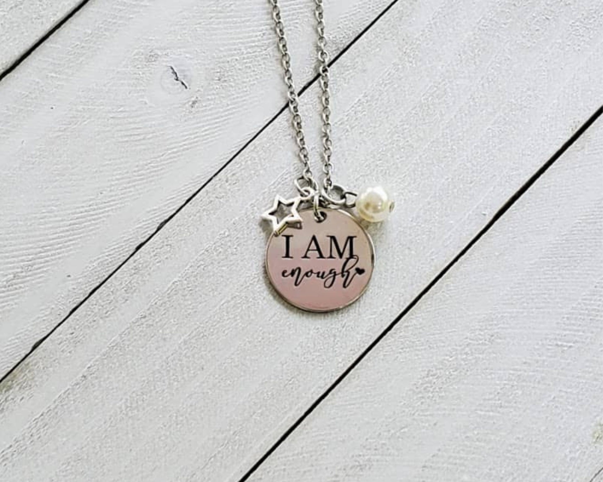 Amazon.com: Stainless Steel I am Enough Inspirational Mantra Statement  Collar Necklace (Silver) : Clothing, Shoes & Jewelry